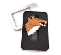 Portachiavi Legno Testa di Lupo Pericoloso Animale Predatore Hun Geschenkbox
