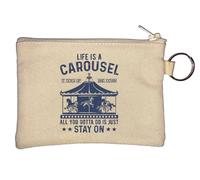 Portachiavi "Life is Carousel It Goes Up and Down All You Gotta Do is Just Stay On It", portamonete beige