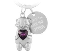 Portachiavi Lontra Otter con Cuore Simpatico Animale Portachiavi in Metallo Ornamenti Portafortuna Lontra Ti Amo Come Nessuna Lontra Portachiavi Amore Regalo per Coppie Fidanzata Famiglia - Viola