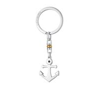 Portachiavi Luca Barra PK307 In Acciaio Con Ancora E Zircone Nero