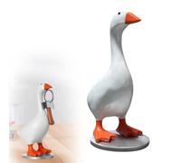 Portachiavi magnetico a forma di oca, mini ornamenti magnetici a forma di anatra, statua d'oca in resina con base per portachiavi, statuette di anatra, divertente portachiavi da appendere, decorazione