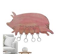 portachiavi maiale - Riparazione della parete intagliata, striscia di gancio d'ingresso, piastra decorativa | maiali formare adorabile forma di maiale in legno, stile funzionale