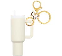 Portachiavi Mini Stanley Cup con Ciondolo Farfalla,Accessori per Borsa e Zaino, Charms Decorativi per Donne, Ragazze e Bambine,come Portachiavi Auto e Porta Fortuna per Scuola o Natale Regalo (Bianco)