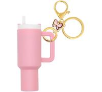 Portachiavi Mini Stanley Cup con Ciondolo Farfalla,Accessori per Borsa e Zaino, Charms Decorativi per Donne, Ragazze e Bambine,come Portachiavi Auto e Porta Fortuna per Scuola o Regalo Onomastico