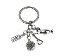 Portachiavi Mojito Pub - Portachiavi Bar con Bottiglia di Gin Tonic, Impiallacciatura di Birra, Apriscatole e Cocktail - Accessorio chiavi amanti dei bar, bevande, bibite, disco... - Portachiavi