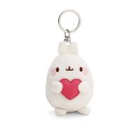 Portachiavi MOLANG con cuore 8cm bianco - Delizioso ciondolo in forma di animale in morbido peluche con anello per cordini e pendenti