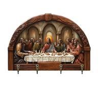 Portachiavi multifunzionale in legno per la casa, portachiavi da parete piatto 2D con 4 ganci, portachiavi da parete autunnale, cartello di benvenuto per la casa. (Khaki, 30x23cm)