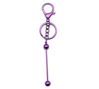 Portachiavi multifunzionale in metallo pratico Bead Keychain Piercing Bead Portachiavi Portachiavi Supporto personalizzato Gioielli in acciaio inossidabile per le chiavi, Viola, Taglia unica