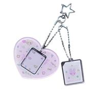 Portachiavi multiuso in miniatura per uso quotidiano con stili artistici disegnati a mano, supporto decorativo carino anime con inserto per foto, B, Taglia unica