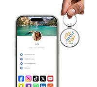 Portachiavi NFC in metallo - Biglietto da visita digitale - Smart NFC & QR Code Strumento di condivisione senza contatto per social media, informazioni di contatto, sito web e portafoglio, compatibile