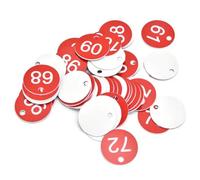 Portachiavi numerati incisi, Confezione Da 100 Etichette In Plastica Multicolor(Red)