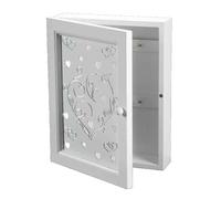 PORTACHIAVI PARETE CASSETTA BACHECA CHIAVI APPENDI CUORE BIANCA LEGNO 20266 CM