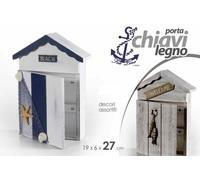 Portachiavi parete legno 19 x 6 x 27 cm decoro mare