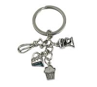 Portachiavi Pasticceria - Portachiavi Pasticceria con frusta a mano, misurino, cupcake o muffin e impastatrice - Accessorio chiavi amanti della pasticceria... - Portachiavi unisex uomo e donna, grigio