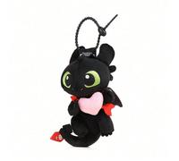 Portachiavi peluche di Sdentato di DreamWorks Dragons HTS, 13 cm, figura seduta e appesa, gancio rimovibile per zaino, giocattolo imbottito morbido, regalo per bambini/fan (con licenza ufficiale) Tagl