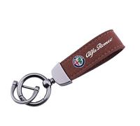 Portachiavi per Alfa Romeo Giulia/Stelvio 2025, Portachiavi Personalizzato Uomo Donna Auto Chiave Ciondolo Coppia Regalo Keychain Accessori Auto,Brown