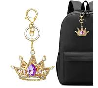 Portachiavi per auto a forma di corona, elegante portachiavi, accessorio per gioielli con chiusura, charm scintillante per borsa, portachiavi in metallo artistico, portachiavi con strass per borsa,