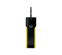 Portachiavi per Auto Compatibile con Opel, Resistente e Duraturo, Chiusura con Anello, Ideale come Regalo, 90 x 20 mm (Giallo Logo Nero)
