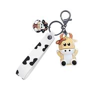 Portachiavi per auto con ciondolo a forma di mucca, portachiavi per auto, decorazione da appendere alla borsa, portachiavi con targa personalizzabile, A, Taglia unica