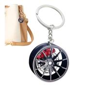 Portachiavi Per Auto Con Mozzo Ruota - Portachavi Con Cerchione In Lega Con Disco Freno Rosso | Portachvi Da Uomo Con Mozzo Automatico In Metallo Creativo | Regalo Elegante Per Gli Amanti 'auto