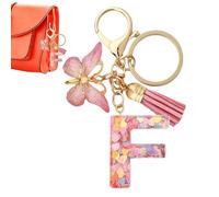 Portachiavi per auto da donna | Portachiavi per auto con lettera iniziale - con pompon a farfalla, portachiavi, F, Se référer au descriptif