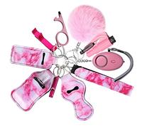 Portachiavi per Autodifesa, RosyFate 8 in 1 Set di Portachiavi per Autodifesa da Donna, con Allarme Personale, Taglia Cintura di Sicurezza e Rompivetro per Ragazze, Bambini, Anziani (Rosa)