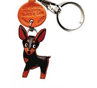 Portachiavi per cani 3D fatto a mano in miniatura Pinscher nero e marrone VAN...