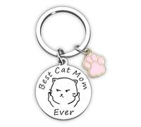 Portachiavi per Cani e Mamma, Acciaio Inox Artiglio di Gatto, "La Migliore Mamma di Gatti/cani di Sempre", Auto Portachiavi Regalo per Compleanno, Natale e Festa della Mamma (gatto)