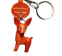 Portachiavi per cani in pelle 3D fatto a mano Pinscher in miniatura VANCA M...