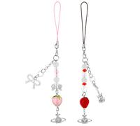 Portachiavi per cellulare - RNCYN - Rosa fragola - Farfalla stellata - Accessorio per cellulare - Plastica