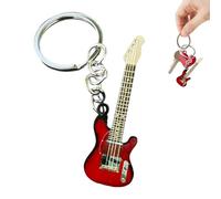 Portachiavi per chitarra - Ciondolo per chitarra in acciaio inossidabile da 5 cm, portachiavi mini strumento, ciondolo per zaino in metallo lucido | decorazione regalo per gli amanti della musica per