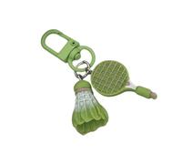 Portachiavi per gli appassionati di badminton Resina vivace Design Positivo Decorazione Compatta Per Studenti Amici Divertente Portachiavi Decorazione, verde, Taglia unica