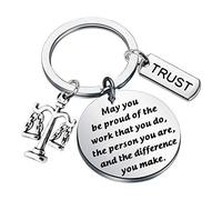 Portachiavi per laurea in giurisprudenza, regalo per avvocato, bilancia della giustizia, gioielli con scritta "May You be Proud of The Work That You Do", portachiavi per nuovi avvocati, Portachiavi