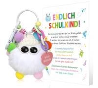 Portachiavi per l'iscrizione a scuola, portachiavi di peluche per scolari, portafortuna per il ritorno a scuola, portachiavi regalo per l'iscrizione a scuola, portafortuna per scolari (bianco)