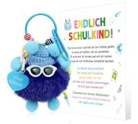 Portachiavi per l'iscrizione a scuola, portachiavi di peluche per scolari, portafortuna per il ritorno a scuola, portachiavi regalo per l'iscrizione a scuola, portafortuna per scolari (blu scuro)