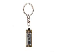 Portachiavi per mini armonica a 4 fori, 8 toni, argento, in lega portatile, con suono chiaro, per bambini e amici