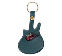 Portachiavi per plettro per chitarra, in pelle, con portachiavi, porta plettri con portachiavi, custodia in pelle a U, organizer portatile per plettri, per musicisti, Verde, Refer to description