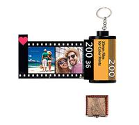 Portachiavi personalizzati con immagine colorata - Portachiavi con rotolo di pellicola per fotocamera Personalizzato 10 foto + Album per foto con testo con confezione regalo in legno