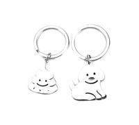 Portachiavi Personalizzato Con 2 Cani Dolci E Divertente Ciondolo Cacca, Regalo Per Donne, Buone Amiche, Coppie Romantiche E Come Regalo Divertente, Piccoli Regali Per Le Donne, argento, S