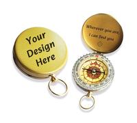 Portachiavi personalizzato con bussola in acciaio inossidabile, bussola tascabile con incisione personalizzata con funzione luminosa, strumento di navigazione per escursionismo impermeabile per uomini