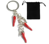 Portachiavi Personalizzato con Ciondolo Pepe Rosso - in Lega per Donna e Uomo, Portafortuna con Forma di Corno Ferro di Cavallo per Ogni Occasione