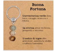 Portachiavi personalizzato con cristalli naturali, idea regalo buona fortuna gadget con pietre curative regali per lui uomo per lei donna Cristallo curativo dedica speciale (buona fortuna)