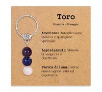 Portachiavi personalizzato con cristalli naturali, idea regalo Segni zodiacali Gadget con pietre curative regali per lui uomo per lei donna. Cristalli curativi con dedica speciale (Toro)