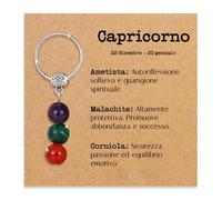 Portachiavi personalizzato con cristalli naturali, idea regalo Segni zodiacali Gadget con pietre curative regali per lui uomo per lei donna. Cristalli curativi con dedica speciale (Capricorno)