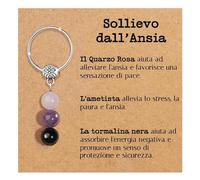 Portachiavi personalizzato con cristalli naturali, idea regalo sollievo ansia gadget con pietre curative regali per lui uomo per lei donna Cristallo curativo dedica speciale (Sollievo dall'ansia)