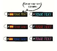 Portachiavi personalizzato con ricamo nero e bandiera spagnola stampata su un lato, personalizzabile, decorazione per zaino, valigia, regalo per compagnie aeree, stampa grafica Poliammide