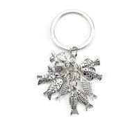 Portachiavi personalizzato in acciaio inox con ciondolo a forma di pesce, regalo per amiche, mamma o come regalo per donne per compleanni, matrimoni e viaggi, regali di amicizia, argento, S