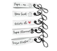 Portachiavi personalizzato in pelle bianca | Fatto a mano con pelle di vitello | Inciso fronte-retro con scritta o immagine | Confezione regalo originale personalizzabile | Idea regalo per lui e lei