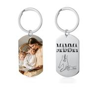 Portachiavi Personalizzato Mamma Portachiavi in Acciaio inox con Foto 1-6 Nomi Regalo per Donna Festa della Mamma Natale Compleanno (2 nome)