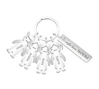 Portachiavi Personalizzato per la Festa Della Mamma - Portachiavi per la Mamma, Regalo Originale con Nomi di Bambini e Familiari (Acciaio Inossidabile) | Regalo Personalizzato per la Mamma